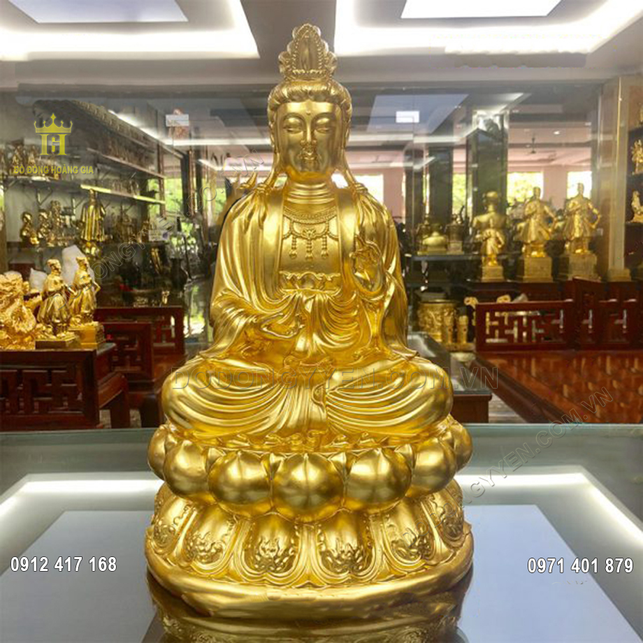 Tượng đồng Phật Th&iacute;ch Ca d&aacute;t v&agrave;ng 9999